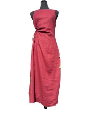linen tailored dress 100% Linen Tailored Lapel 3/4 Sleeve Midi Shirt Dress MERCEDES – LINTICO main image 0